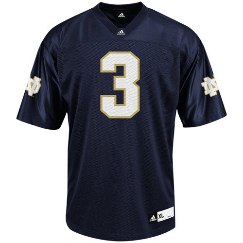 adidas Notre Dame Fighting Irish #3 Navy Blue Replica Football Jersey (XXX-Large)