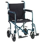 Drive Medical FW19BL Fly-Weight Transport Chair, 19 Inch, Blue