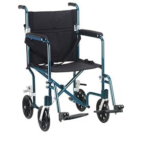Drive Medical FW19BL Fly-Weight Transport Chair, 19 Inch, Blue