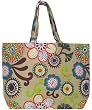 Cotton Canvas Floral Tote Bag with Cloth Handles 21.5'L Top x 15"H
