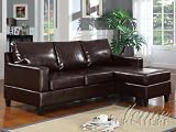 Contemporary Espresso Bonded Leather Reversible Chaise Sectional Sofa by Acme Furniture