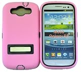 LiViTech(TM) Double Layer Hard Case with Kickstand for Samsung Galaxy S3 SIII i9300, I747, L710, T999, R530, I535 (Pink Black)