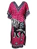 Mogul Kaftans Tunics Long Caftan Elephant Printed V-neck Pink Dress Beach Coverup