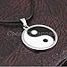 sweettown Hotter Sale Yin Ying Yang Pendant Black White Necklace Charm with Black Leather Cord