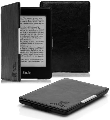 Leather Hard Case Folio Cover for the Amazon Kindle Paperwhite By August Lion - BLACK