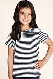 Pure Cotton Short Turn Up Sleeve Striped T Shirt