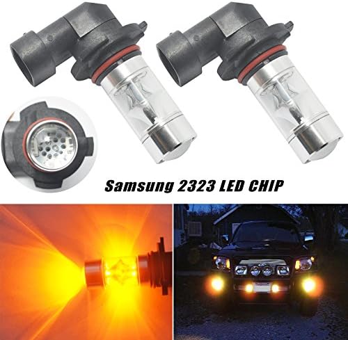 Ryglobal 2X H11/ H10 / 9005 / 9006 12-SMD Samsung 2323 LED Fog Driving Lights - 3000K, 60W, Yellow Daytime Running Light DRL (H10)