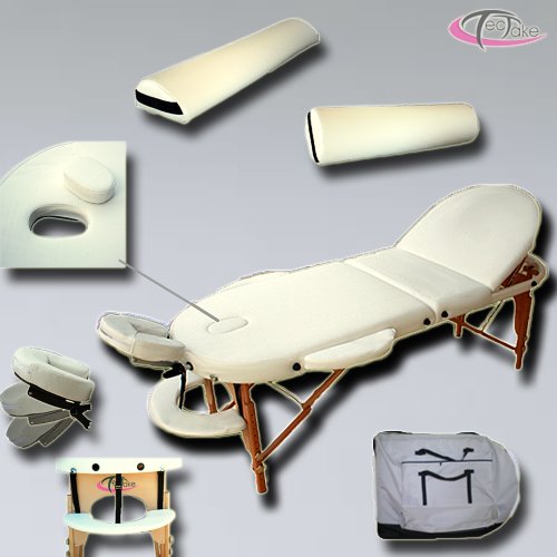 Massageliege oval + Set3 beige inkl. 2 Lagerungsrollen + Tasche