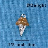 C3822 tlf - 2-D Chocolate Ice Cream Cone - Silver Plated Charm C3822 tlf - 2-D Chocolate Ice Cream Cone - Silver Plated Charm