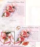 100 Foldable Capilla Series Wedding Invitations in Spanish, with Pink Roses