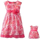 Dollie & Me Girls 2-6X Floral Capsleeve Special Occasion Dress and Doll Garment