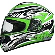 AFX Multi Adult FX-100 On-Road Motorcycle Helmet w/ Free B&F Heart Sticker Bundle - Green