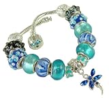 15 'MIDNIGHT BLUE' BEADS & CHARMS + 21cm BRACELET FOR PANDORA BRACELETS
