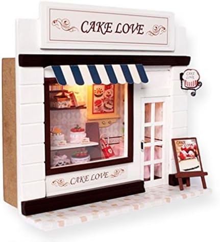 LeeQueen Hand-made Model Toys Wooden Decorative Craft Gift Box Packing Building Model European Mini Shop Series-Cake Love