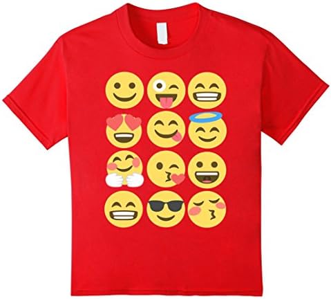 Kids Smiley Emoticons Emoji T-Shirt for Men Women &amp; Kids 10 Red