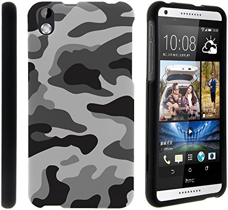 HTC Desire 816 Case, Slim Fit Snap On Cover with Unique, Customized Design for HTC Desire 816 (Virgin Mobile) from MINITURTLE | Includes Clear Screen Protector and Stylus Pen - Winter Gray Camouflage