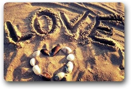New Hot Wind Design Fashions Unique Com table Style Door Mat Decor Gorgeous Love Beach Sand Seashells Doormat Inch By Inch Doormat Floor Mat Bath Mat Indoor/Outdoor Mat 23.6 x 15.7 Inches