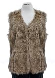 Lauren By Ralph Lauren Brown Faux Fur Sleeveless Vest