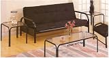 SATIN BLACK FUTON FRAME W. ROUND TUBING FRAME & ARMREST