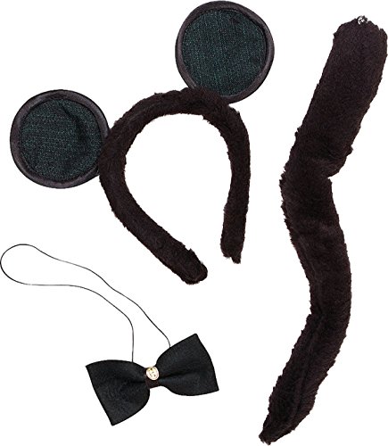 Imagen principal de Black Mouse Fancy Dress Costume Kit Ears Bowtie Tail Halloween Mickey Minnie (accesorio de disfraz)