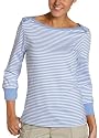 IZOD Women's Striped Boat Neck Elbow Length Sleeve Tee
