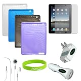 CrazyOnDigital Skin Case Covers with Charger and Screen Protector for Apple iPad 2/ iPad 3 (9-item). CrazyOnDigital Retail Package