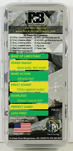 Rockybrook Sinkers Limestone Sinker 20 pc Bass Kit, Lead-Free, Made in USA