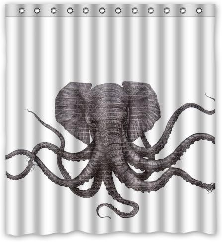 Vintage Elephant Like Squid Custom Waterproof Shower Curtain 66" x 72"