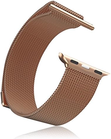 Apple Watch Band, MIZO Fully Adjustable Magnetic Closure Clasp Mesh Loop Milanese Stainless Steel Smart Watch Bracelet Strap, Replacement Wrist Band for Apple Watch Sport &amp; edition 42mm - Rose Gold