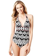 Geometric Zig Zag Print Swimsuit