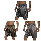 3 PACK: SILK COUTURE Mens Sleepwear - Silk Boxer Shorts / Pajama Lounge Shorts - Multicolor - Size: M-L