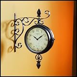 Produkt-Bild: Antike Wanduhr mit beidseitigem Ziffernblatt, Bahnhofsuhr