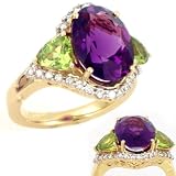 18K 5.75 CT Amethyst, Peridot & Diamond Ring by Palermo