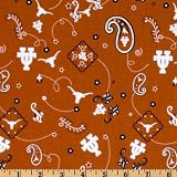 44'' Wide Collegiate Cotton Broadcloth University of Texas Bandana Burnt Orange Fabric By The Yard