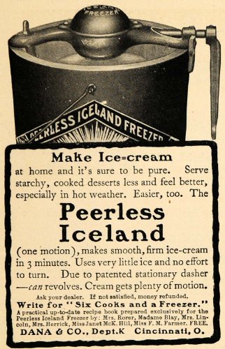 1904 Ad Dana & Co. Peerless Iceland Ice Cream Maker - Original Print Ad 1904 Ad Dana & Co. Peerless Iceland Ice Cream Maker - Original Print Ad