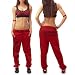 Sexy Damen Hose Sporthose Fitnesshose Jogginghose Sweathose Sweatpants Collage Baseball Style in 6 Farben , Größe:M;Farbe:Rot
