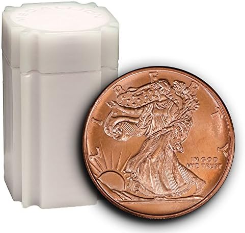 Tube of 20 Medallions Walking Liberty 1 oz .999 Pure Copper Rounds