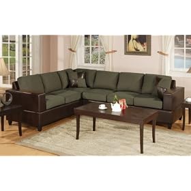 Sofa Sectional Set with Tables in Sage - F7636