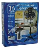 16" Black Oscillating Pedestal Fan with Adjustable Height and Tilt