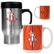 Houston Rockets NBA Stainless Steel Travel Mug & Gameball Ceramic Mug Set - Primary Logo by Great American Products