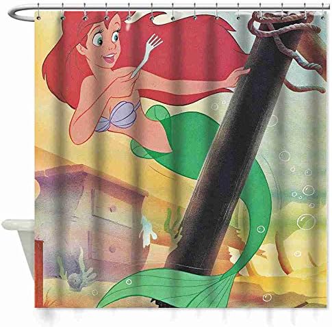 Cool Print Custom ( Princess Ariel Walt Disney Characters Image ) Shower Curtain For Girl Fit 72" x 72"(180cm x 180cm) SC-18-135