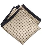 Mini Dot Pocket Square- Taupe with Navy Dots