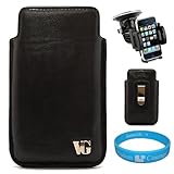 Slidyn Black Leather Carrying Case Holster with Polished Stainless Steel Be ....