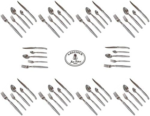 French Laguiole Dubost - Complete Flatware Set for 10 People (50 pcs) - In ALL Heavier 25/10 Stainless Steel (Official Laguiole Quality Full Cutlery Family Inox Table Dinner Setting - Direct From France)
