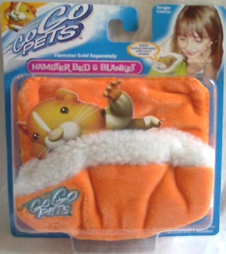Go Go Pets Hamster Bed And Blanket ORANGE ****WITH ORIGINAL NAME 'Go Go PETS' Embroidered on it**** (before name change to 'Zhu Zhu PETS' THIS IS A RARE COLLECTIBLE Go Go PETS ITEM. No Longer in Production as Go Go PETS.