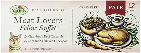 Homestyle Recipes, Meat Lovers Variety Pack, 12/3-Ounce Cans, 6-Grandma's Beef Casserole and 6-Savannah Chicken Crockpot, Pate, Grain Free Cat Food