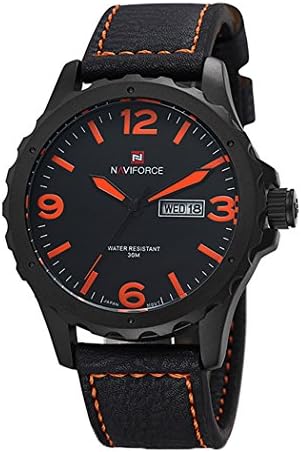 NIUBILITY Ori-1272 Orange Pointer Leather Band WR 30M Analog Wrist Watch
