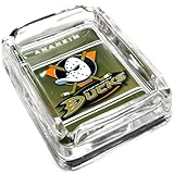 Image Anaheim Ducks Glass Ashtray - Dimensions 3 Inch x 4 Inch - Simulated Black Velvet Botton