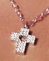 Sterling Silver Rosary Bead Necklace w/ Crystal Cross, 18" by Paris Hilton