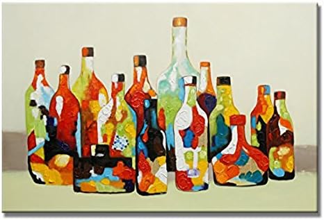 WALL ARTS 100% Hand-Painted Still-Life Bright Color Framed Oil Painting on Canvas Wall Artwork 24 x 36 Inch For Room